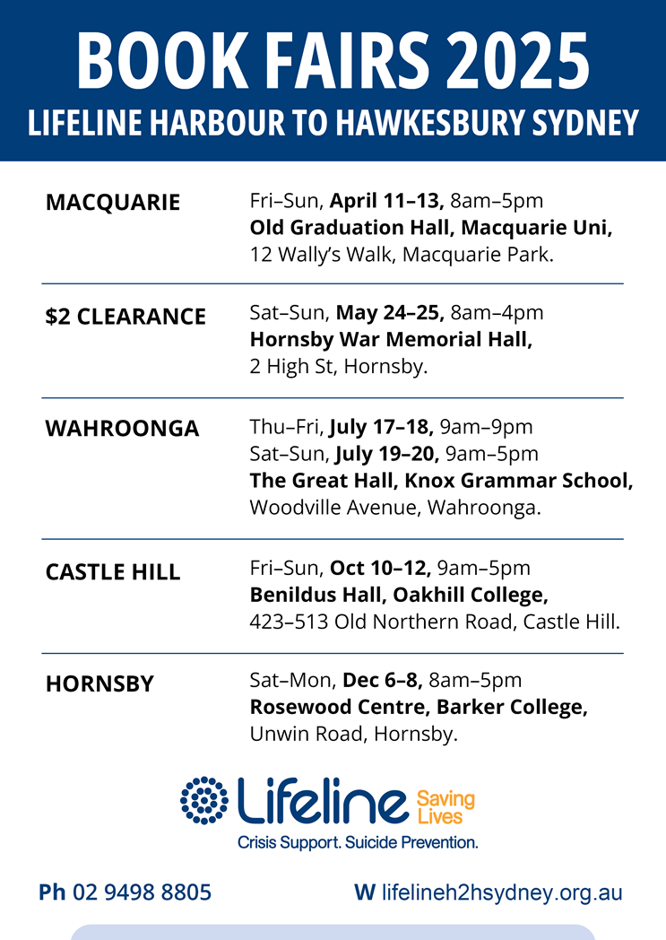 Lifeline H2HS 2025 Book Fair Dates